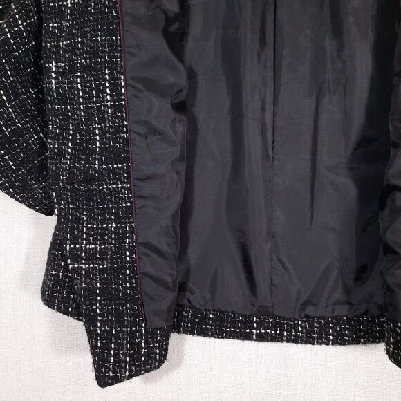 East 5th Women's Tweed Boucle Check Jacket Size Medium Black & White 100% Cotton - Picture 10 of 16